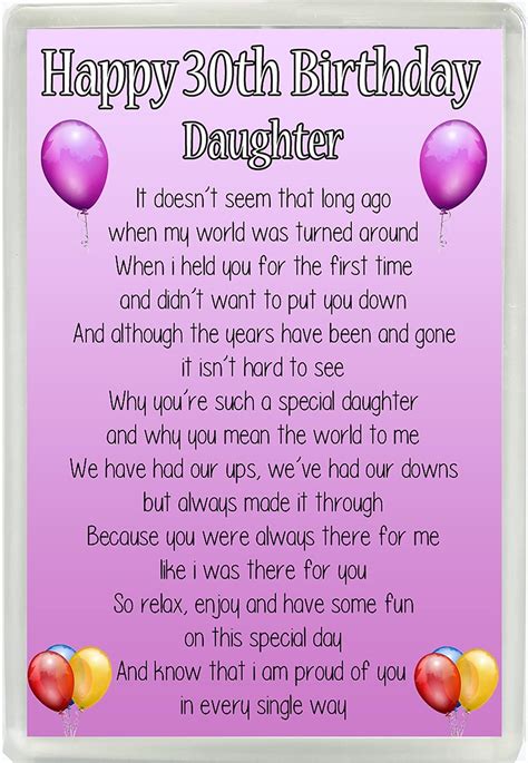 Happy 30th Birthday Daughter Poem Jumbo Fridge Magnet Ideal Birthday
