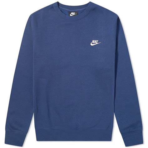 Nike Club Crew Sweat Midnight Navy And White End