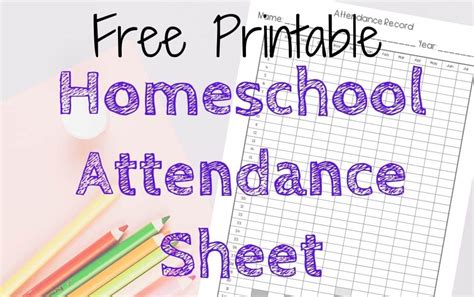 2021 Free Printable Attendance Sheet Homeschool Printables Downloads Images
