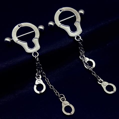 2pcs Hot Sale Stainless Steel Sexy Nipple Rings Jewelry Trendy Handcuffs Nipple Barbell Piercing