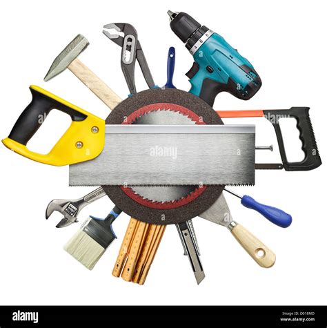 Carpentry Construction Tools Collage Background Stock Photo Alamy