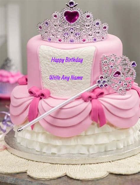 A Princess Themed Birthday Cake With A Tiara On Top