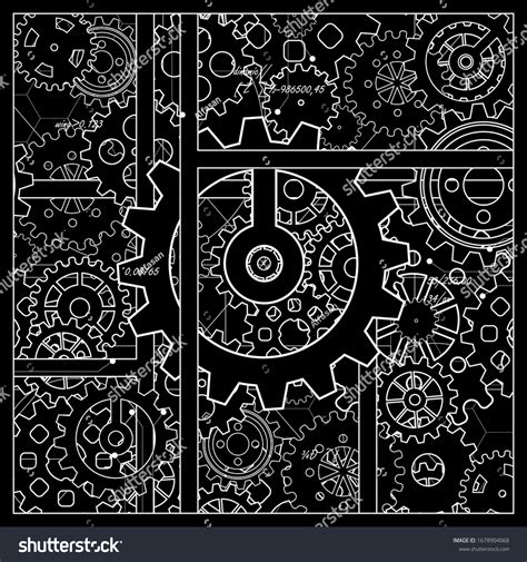 Steampunk Pattern Black White Stock Vector Royalty Free 1678904068