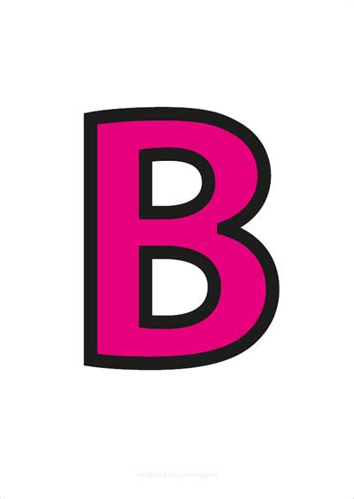 Capital Letters Pink With Black Contours Templates For Printing