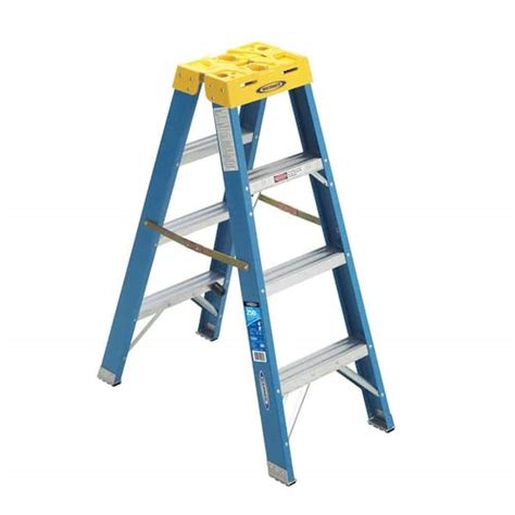 Werner 4 Ft Fiberglass Twin Step Ladder With 250 Lb Load Capacity