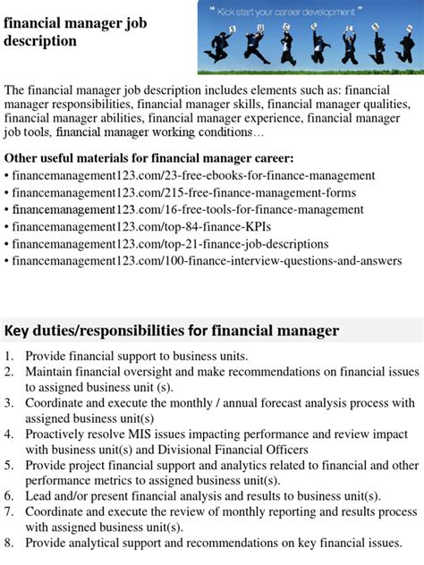 Financial Manager Job Description Financial Adviser Competence