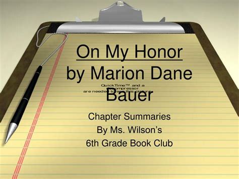 Ppt On My Honor By Marion Dane Bauer Powerpoint Presentation Free