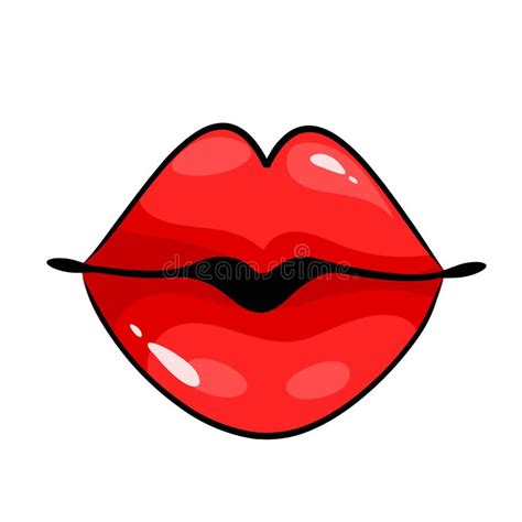 Female Lips Mouth With A Kiss Smile Tongue Teeth Stock Vector