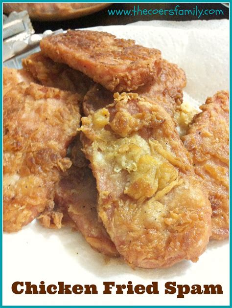 This recipe is for oven fried chicken breast, and although you can use the same coating recipe for chicken thighs, chicken tenders, chicken wings or how to get truly crispy baked fried chicken! Oh yes we did... Chicken Fried Spam (With images) | Spam recipes dinners, Fried spam, Chicken ...