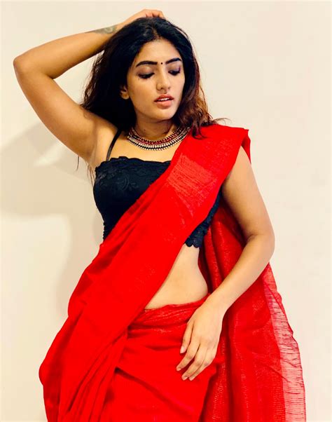 Actress Eesha Rebba Hot Photos In Red Saree