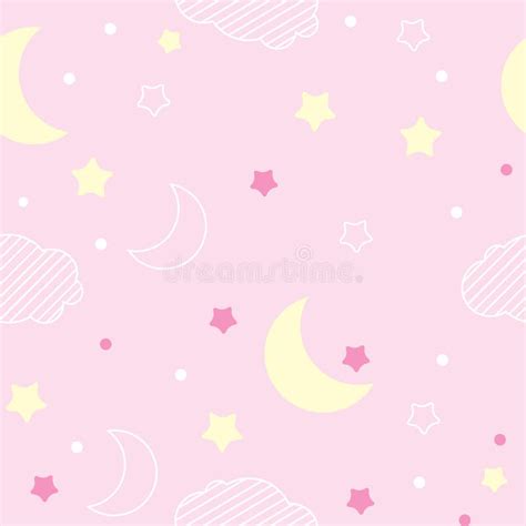 Pink Pattern Night Pattern Moon And Stars Stock Vector Illustration