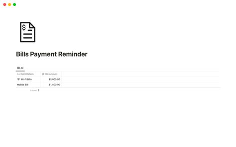 Bills Payment Reminder | Notion Template