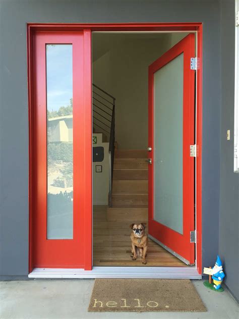 Red Front Door As Surprising Door Design For Modern Home