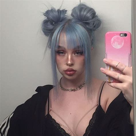 haze blue hair alternative hair split dyed hair hair inspiration color