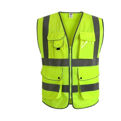 G And F Products 7 Pockets Class 2 High Visibility Zipper Front Safety