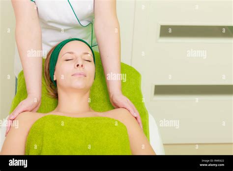 Spa Relaxation Skincare Healthy Pleasure Concept Woman Lying With Closed Eyes Having Relaxing