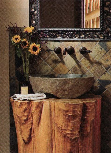A Pedestal Sink Made From A Tree Trunk Unique Bathroom Sinks Bathroom