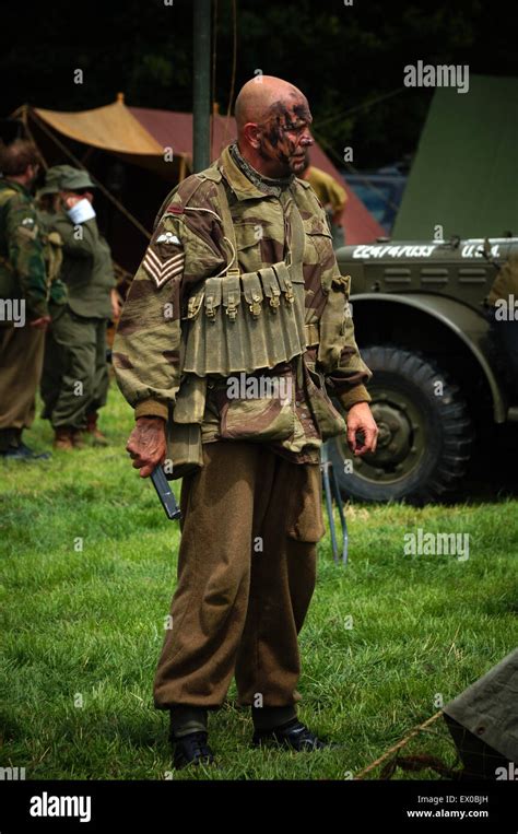 Ww2 Re Enactor Dressed In Ww2 British Paratrooper Uniform Stock Photo