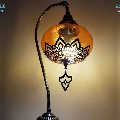 Table Lamp Swan Neck Turkish Clear Globe Desk Lamp Bohemian Etsy