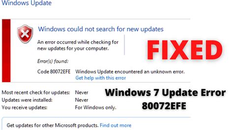 How To Fix Windows 7 Update Error 80072efe Howbyte