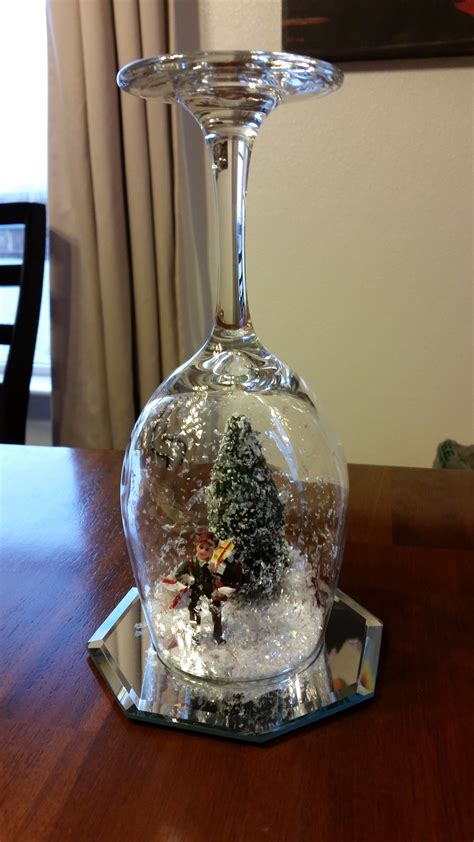 Homemade Waterless Snow Globe ~ 2014 Wine Glass Christmas Crafts