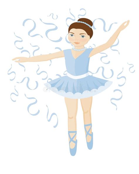 Cute Ballerina Girl In Blue Dress Vector Illustration Ballet Dancer