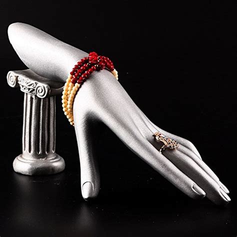 Silver Female Left Mannequin Hand Jewelry Display Stand With Support