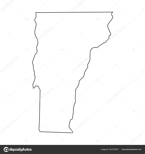 Vermont State Of Usa Solid Black Outline Map Of Country Area Simple