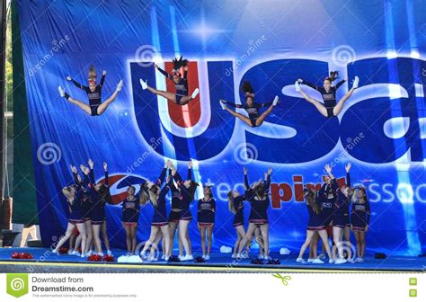 Cheerleaders Competing At A Competition Editorial Stock Photo Image