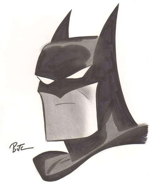 Batman Head Sketch By Bruce Timm Comic Art Batman Art Drawing Batman