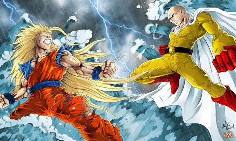 Collab Goku Vs Saitama By Maniaxoi On Deviantart Anime