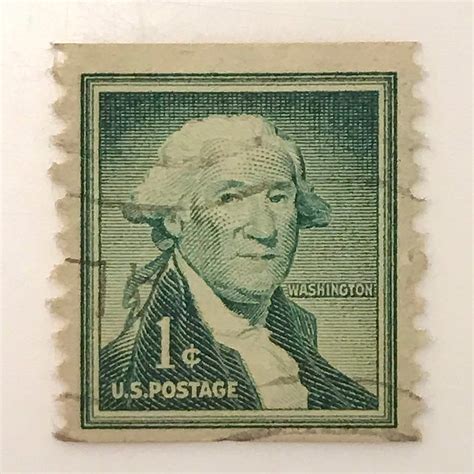 Rare Vintage George Washington 1 Cent Stamp Green United Etsy