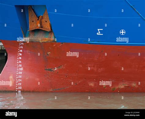 The Waterline Numbers And Markings On The Hull Of A Cargo Ship Stock