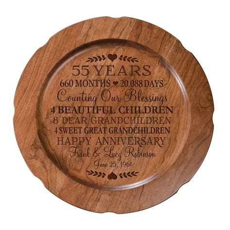 55th Wedding Anniversary Plate T For Couple Fifty Fifth Happy Anni