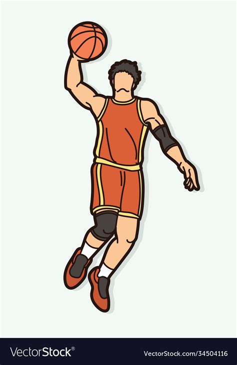 Basketball Player Action Cartoon Graphic Vector Image