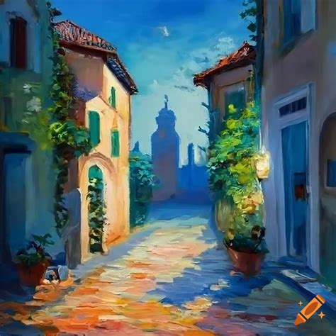 Impressionist Painting Of An Inviting Italian House