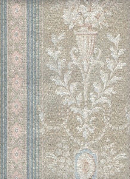 An Old Fashioned Wallpaper With Flowers And Stripes