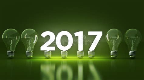2017 New Year Sign Inside Light Bulbs Stock Illustration