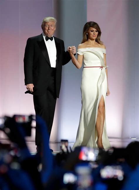 Melania Trump Elegant White Off The Shoulder Formal Dress Inaugural