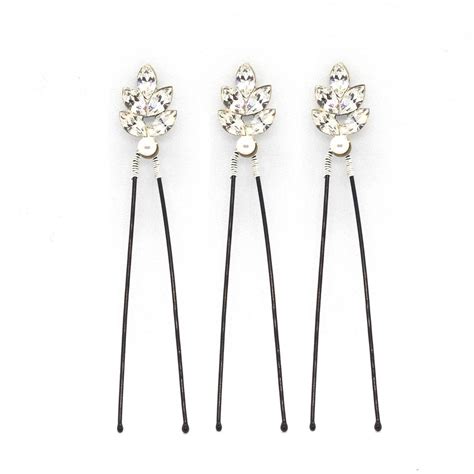 Swarovski Crystal And Pearl Hair Pins X 3 Donna Crain British Award