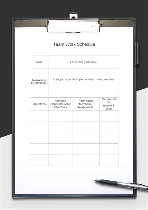 Word Of Team Work Scheduledocx Wps Free Templates