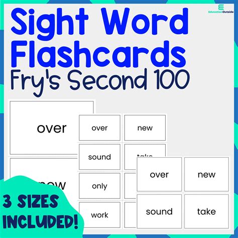 Frys Second 100 Sight Words Flashcards 101 200 3 Sizes Included