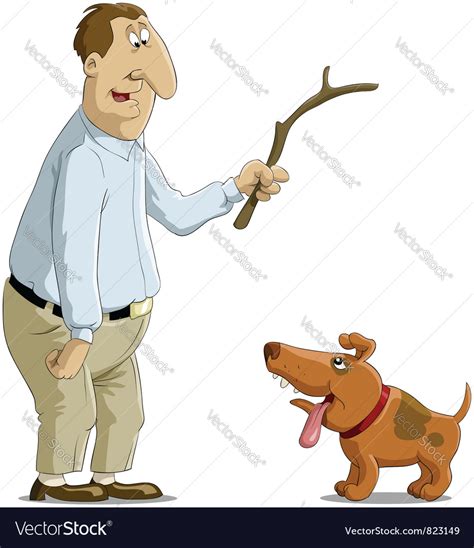 Mand And Dog Royalty Free Vector Image Vectorstock