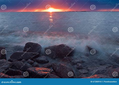 Bloody Sunset On The Baltic Sea Stock Photo Image Of Coast Dramatic