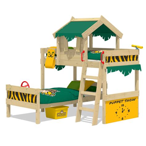 Smontando la scaletta si può scomporre in due letti singoli. Wickey CrAzY Jungle Letto a castello in legno con tetto | eBay