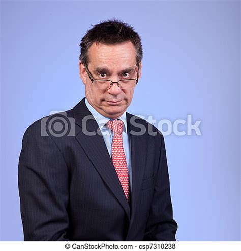 Grumpy Frowning Business Man In Suit Grumpy Frowning Middle Age