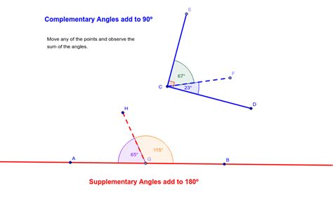 Complementary And Supplementary Angles Geogebra