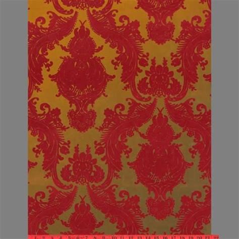 Red And Gold Mylar Heirloom Velvet Flocked Wallpaper Design By Burke Dec