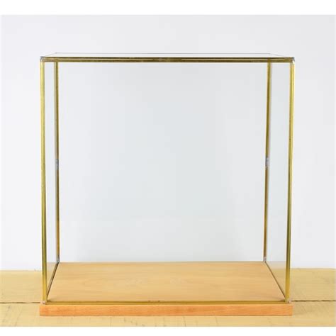 Hand Made Large Glass And Brass Display Showcase Box Dome With Wooden Base 40 5 Cm