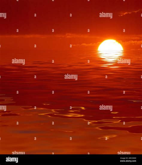Red Ocean Sunset Stock Photo Alamy